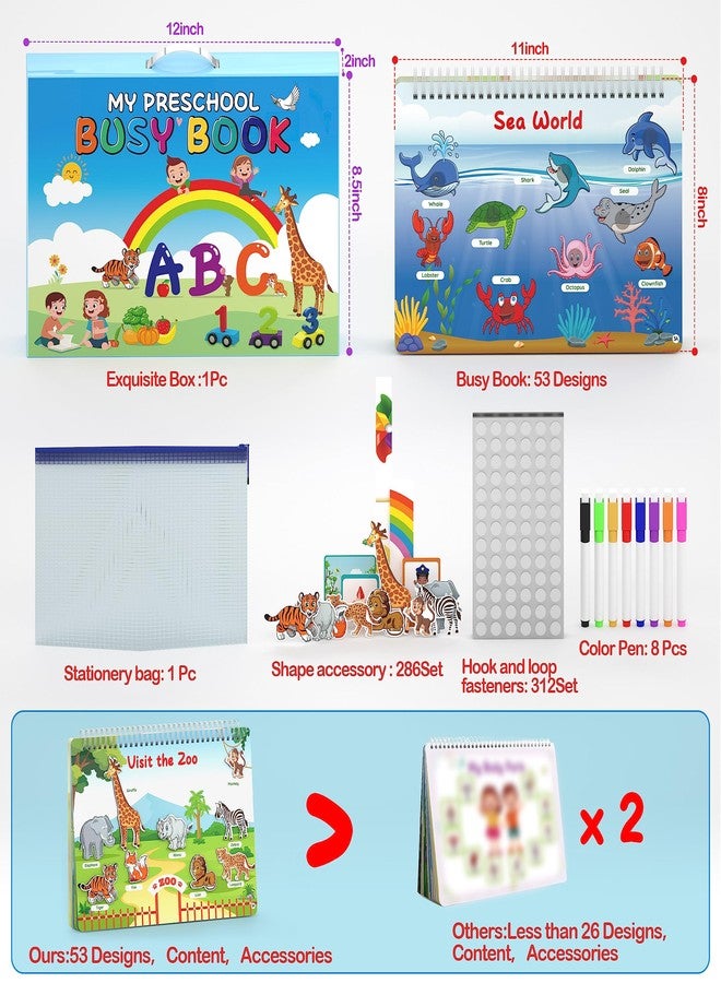 WJPC 53 Designs Busy Book for Toddlers 1,2,3,4,5,6 Years. Preschool Learning Busy Board Kids Boys&Girls Quiet Montessori Toddler Activity Book, Tracing Coloring Book - Image 2